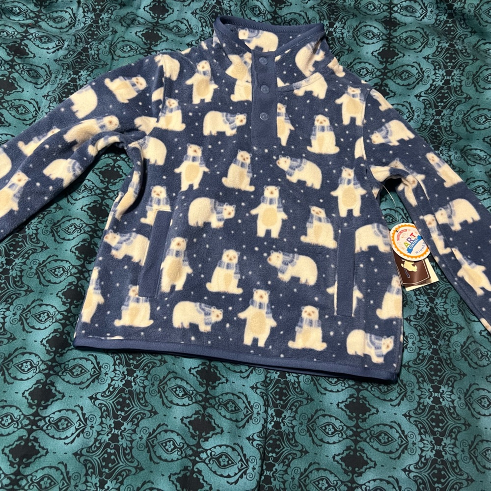 Gymboree Blue and White Fleece Pullover 3T